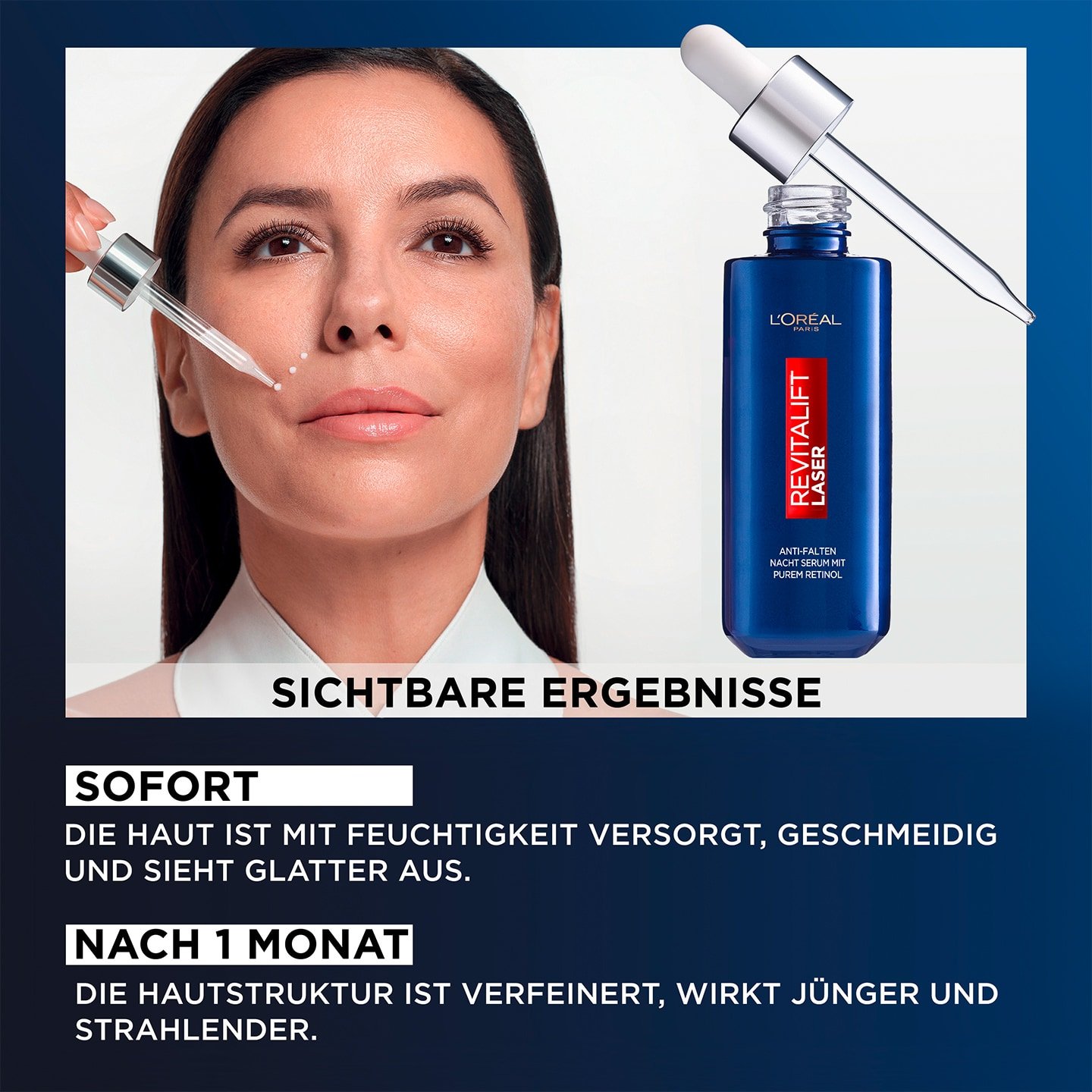 Eva Longoria trägt Anti-Falten Nacht Serum auf